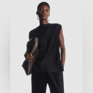 COS Navy Pleated Top